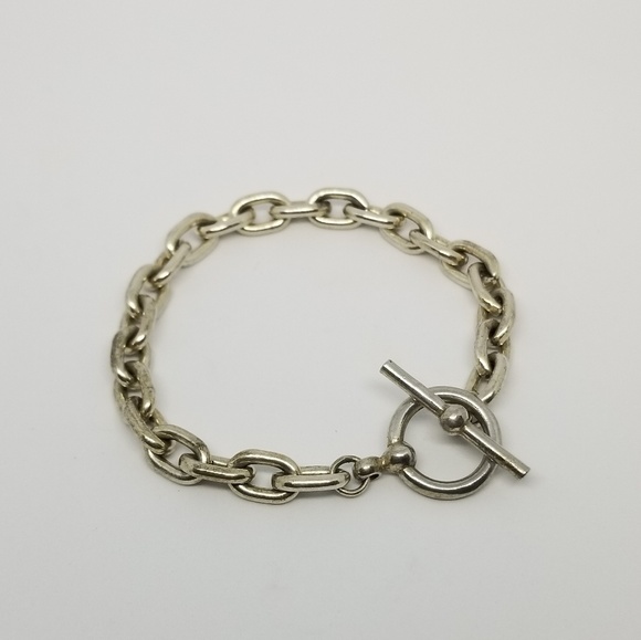 Tiffany Style Sterling Toggle Charm Bracelet - Picture 1 of 2